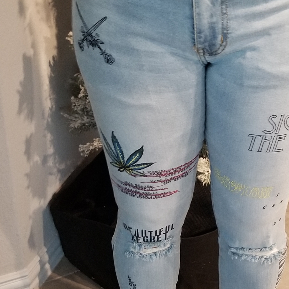 CRYSP Pacific Denim 90s Style Graffiti Script Jeans